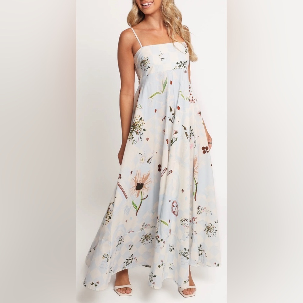 NWOT - Petal + Pup Emmeline Floral Maxi Dress in Blue Floral - Size 2